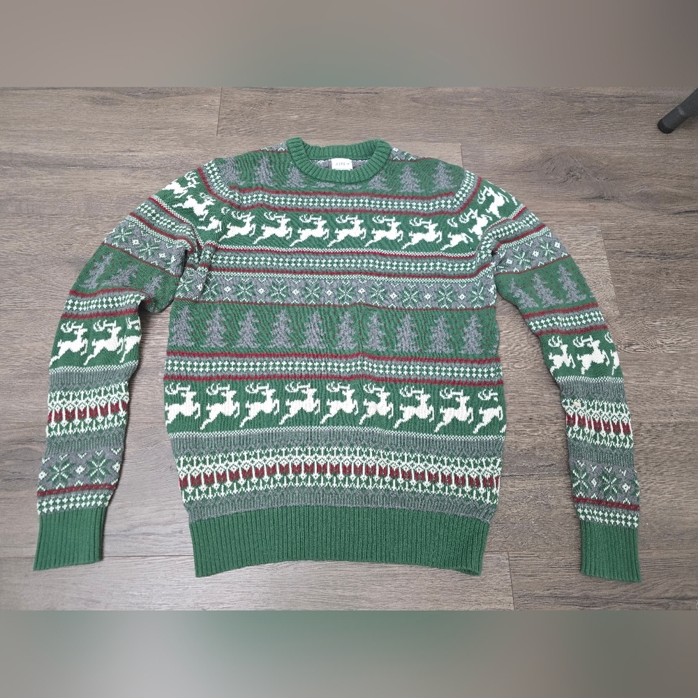 Aspen Chritmas Reindeer Crewneck Sweater Trees Winter Holiday Womens Size Small